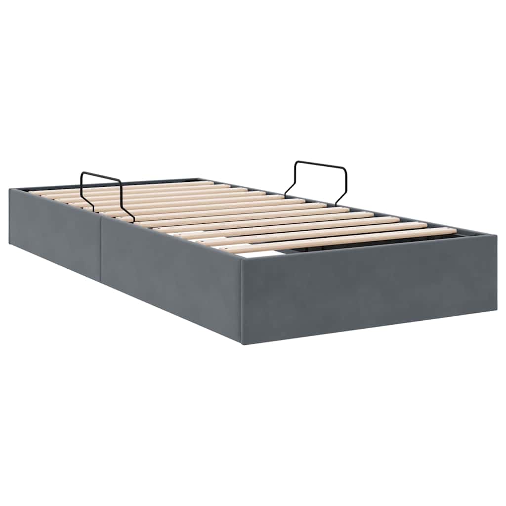 Aufbewahrungsbett mit Speicher Dunkelgrau 100 x 203 cm Samt
