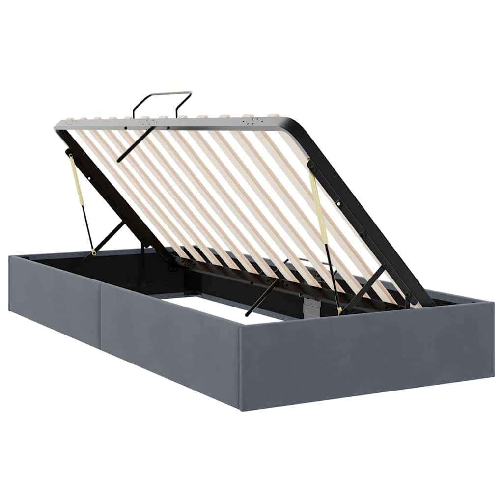 Aufbewahrungsbett mit Speicher Dunkelgrau 100 x 203 cm Samt