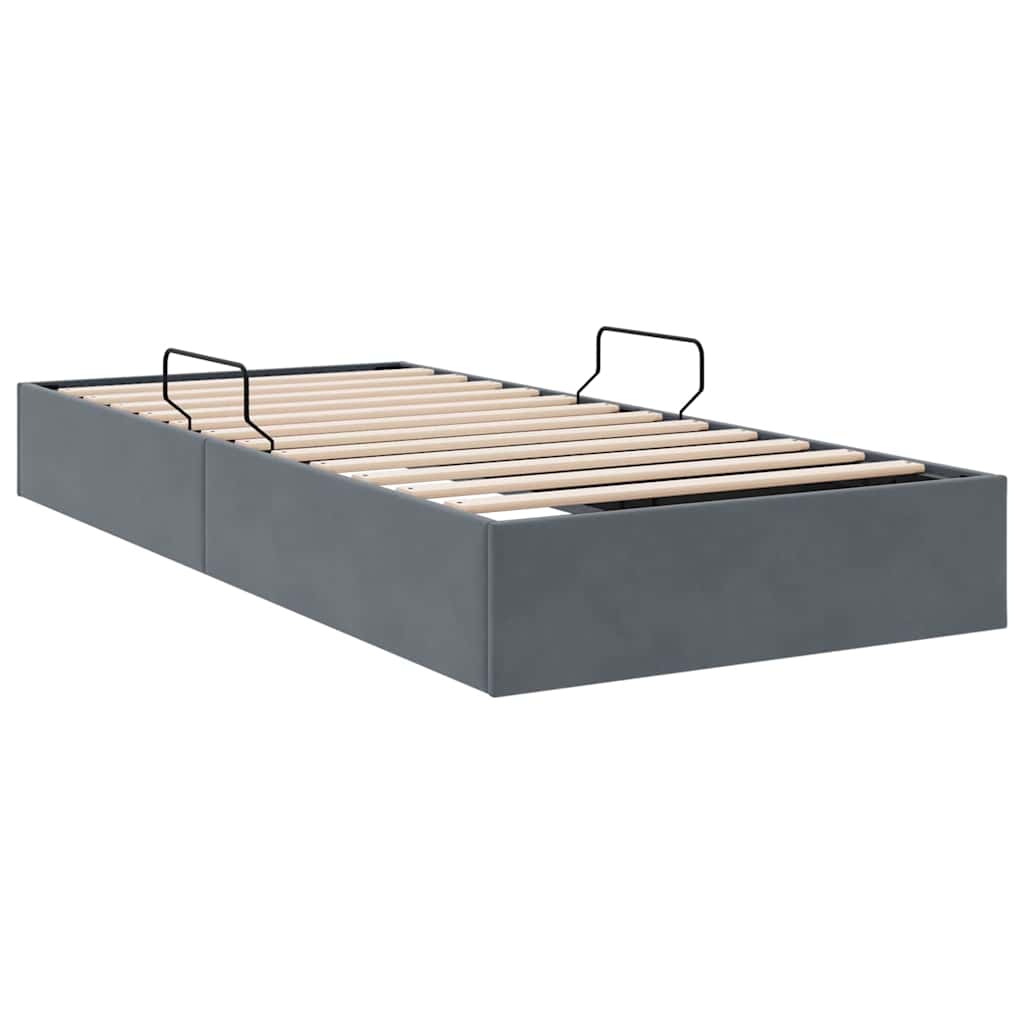 Aufbewahrungsbett mit Speicher Dunkelgrau 100 x 203 cm Samt