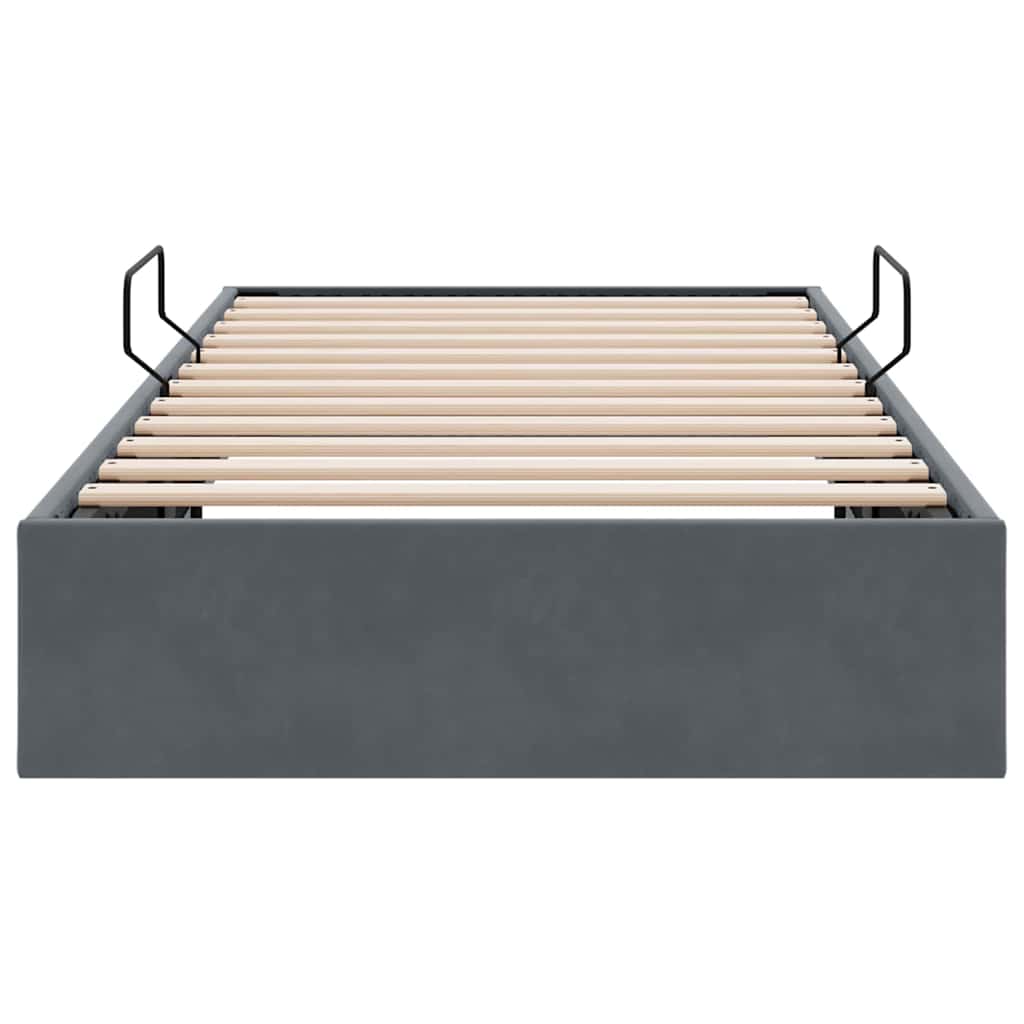 Aufbewahrungsbett mit Speicher Dunkelgrau 100 x 203 cm Samt