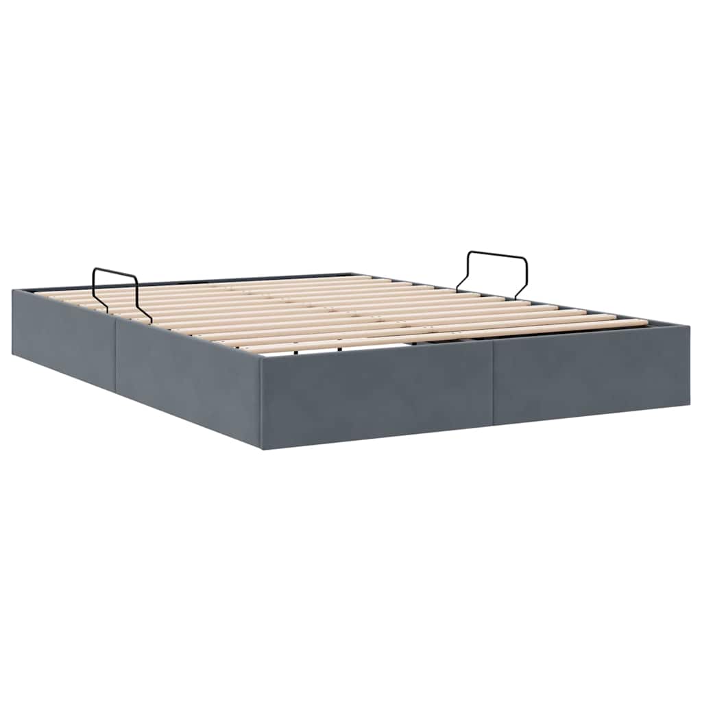 Aufbewahrungsbett mit Speicher Dunkelgrau 137 x 190 cm Samt