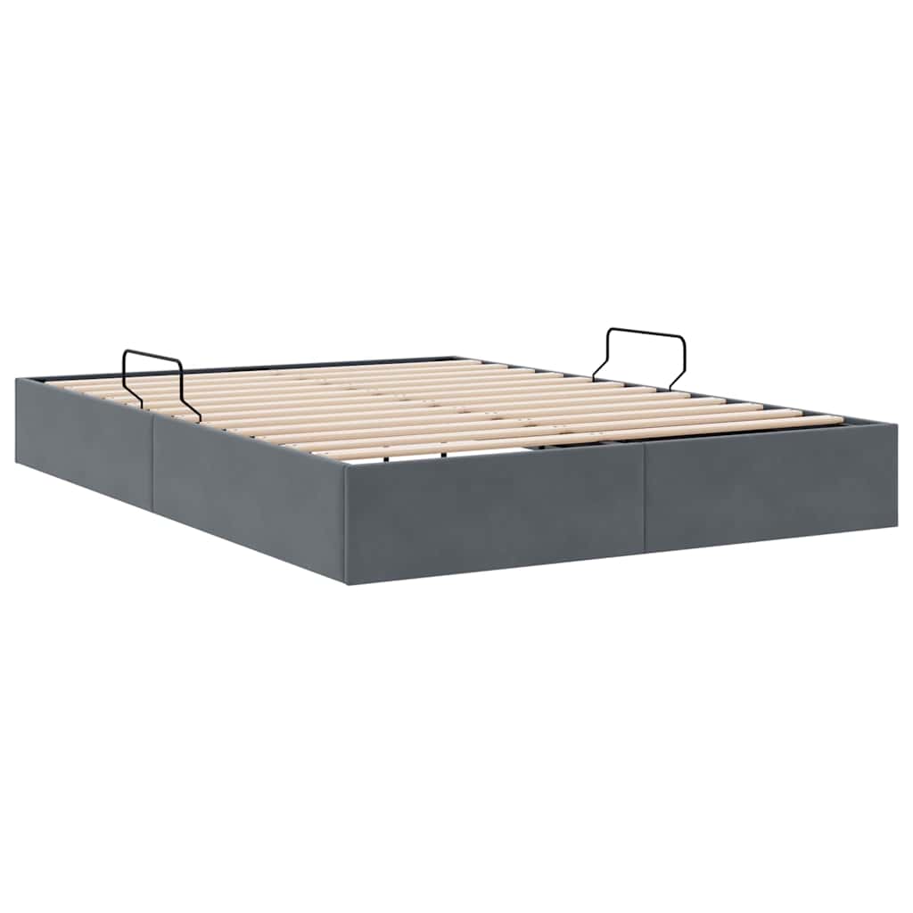 Aufbewahrungsbett mit Speicher Dunkelgrau 153 x 203 cm Samt