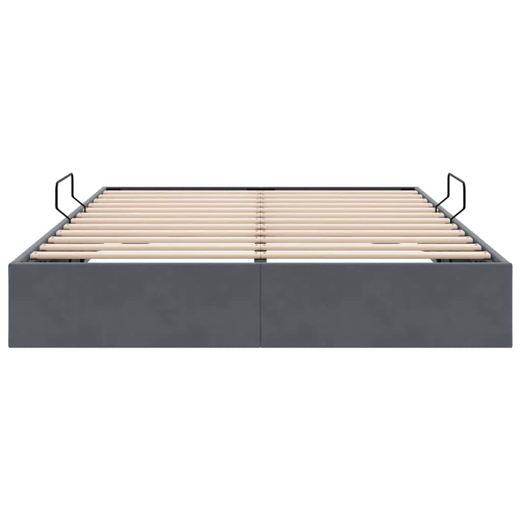 Aufbewahrungsbett mit Speicher Dunkelgrau 153 x 203 cm Samt