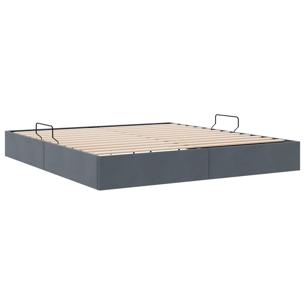 Aufbewahrungsbett mit Speicher Dunkelgrau 193 x 203 cm Samt