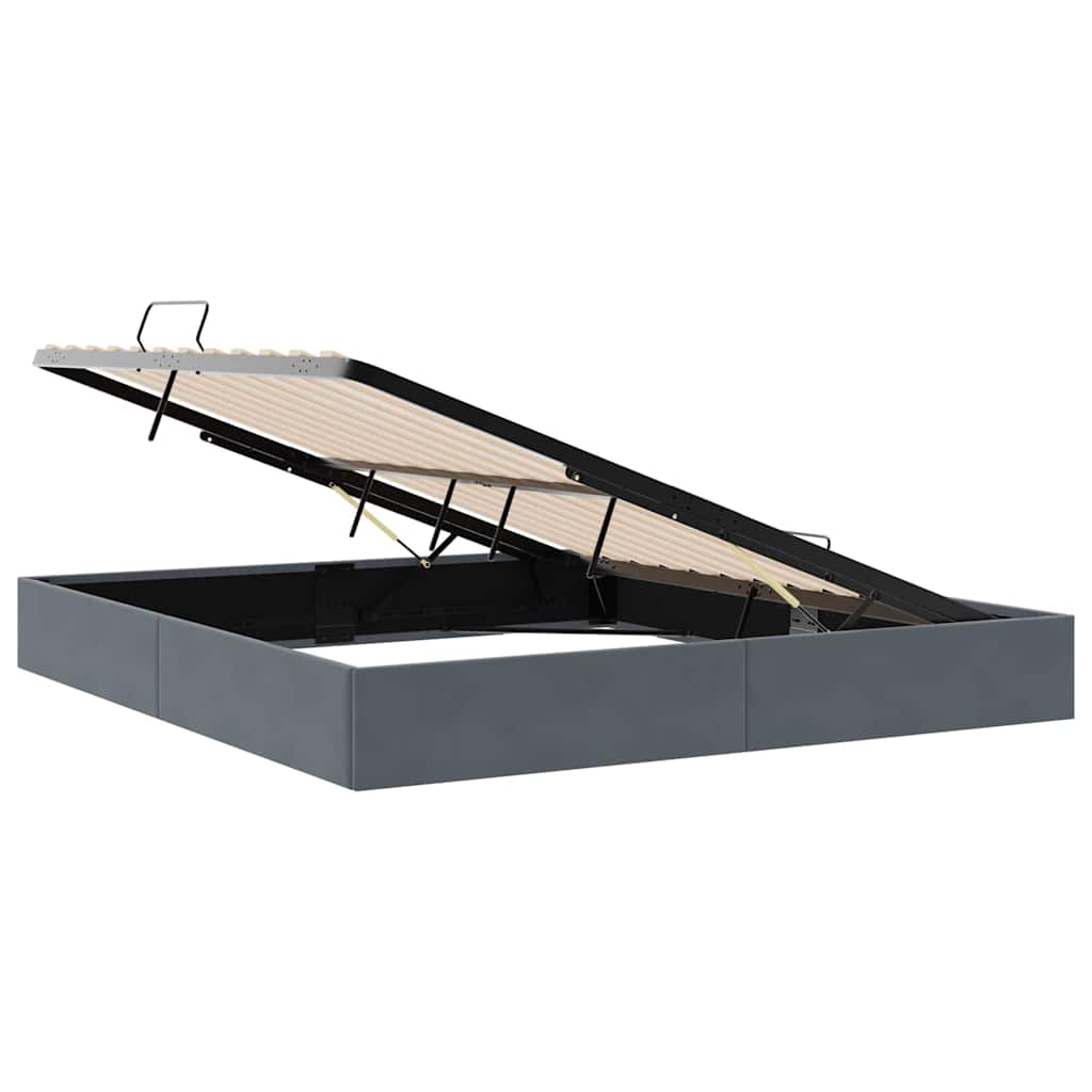 Aufbewahrungsbett mit Speicher Dunkelgrau 193 x 203 cm Samt