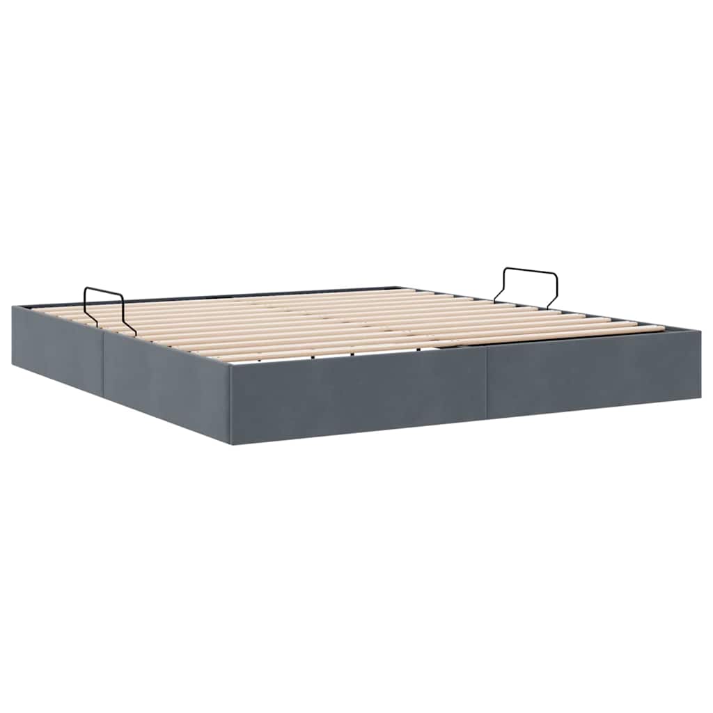 Aufbewahrungsbett mit Speicher Dunkelgrau 193 x 203 cm Samt