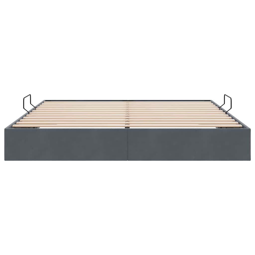 Aufbewahrungsbett mit Speicher Dunkelgrau 193 x 203 cm Samt