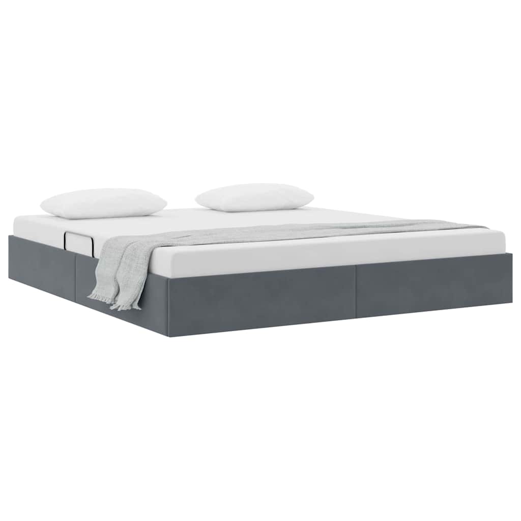 Aufbewahrungsbett mit Speicher Dunkelgrau 193 x 203 cm Samt