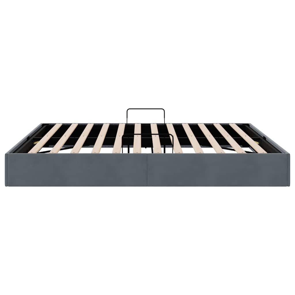 Aufbewahrungsbett mit Speicher Dunkelgrau 193 x 203 cm Samt