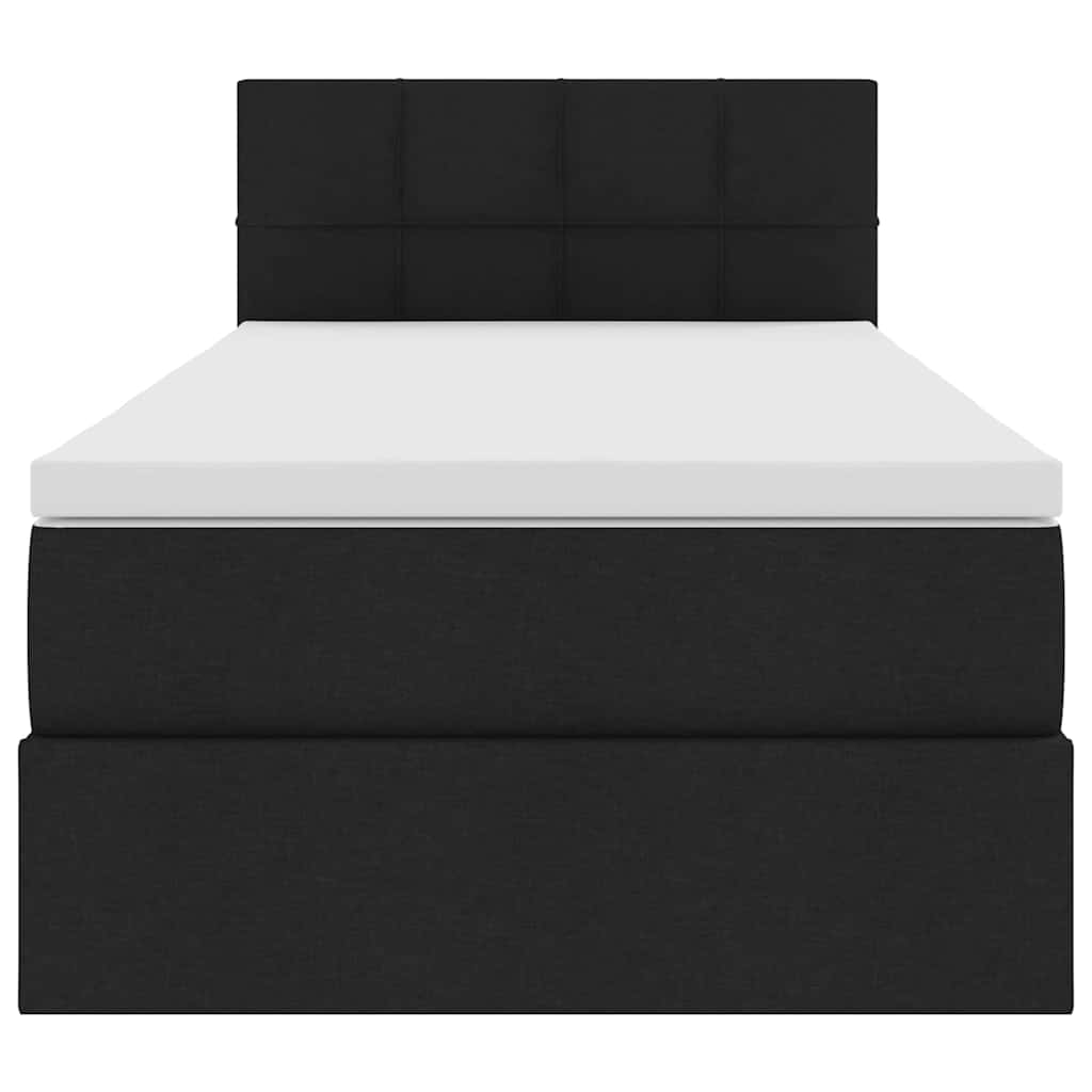 Aufbewahrungsbett mit Matratze mit Kopfteil Schwarz 90 x 190 cm