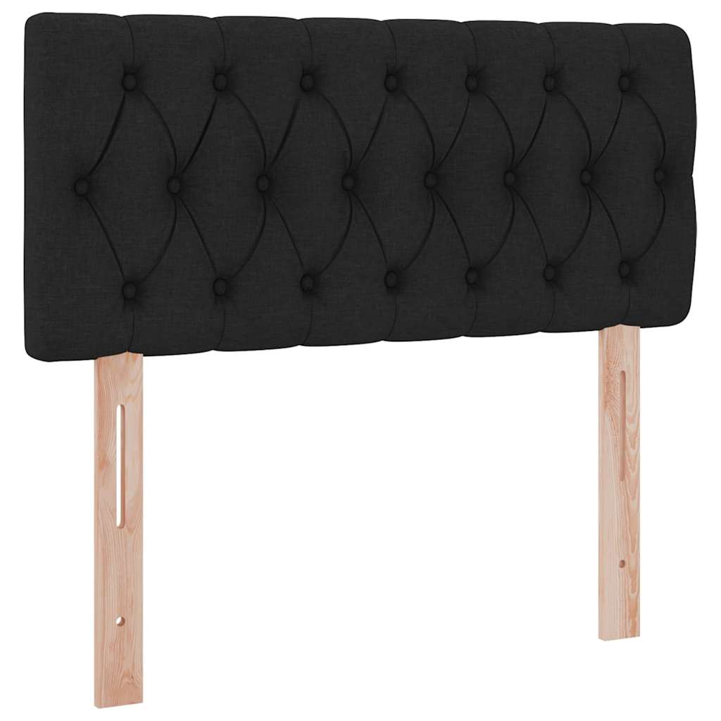 Aufbewahrungsbett mit Matratze mit Kopfteil Schwarz 90 x 190 cm