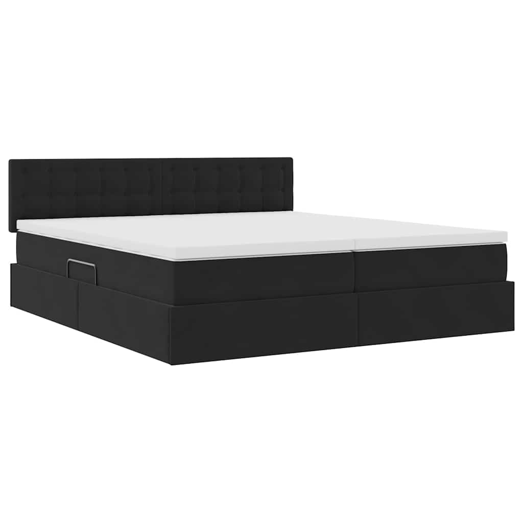 Aufbewahrungsbett mit Matratze mit Kopfteil Schwarz 90 x 200 cm