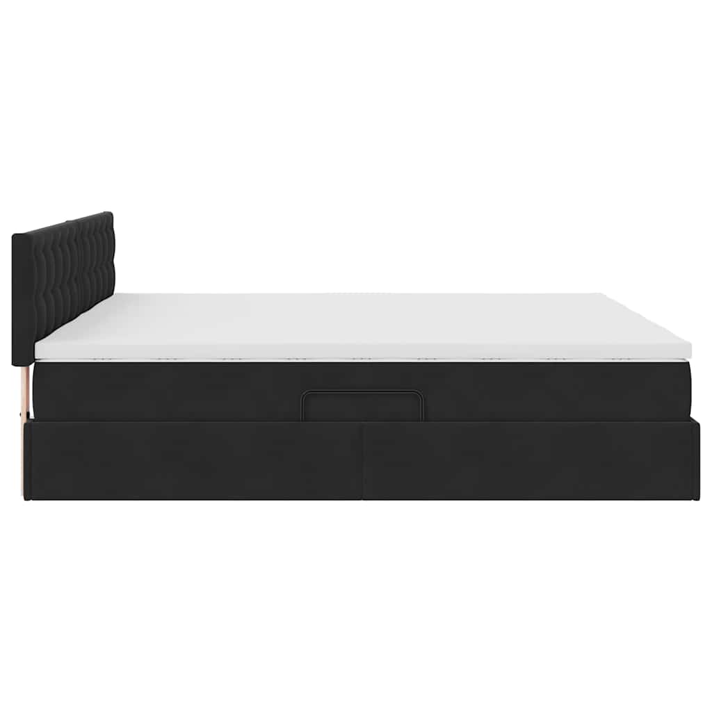 Aufbewahrungsbett mit Matratze mit Kopfteil Schwarz 90 x 200 cm