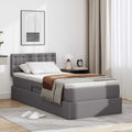 Bett mit Stauraum und LED Grau 100 x 200 cm Kunstleder
