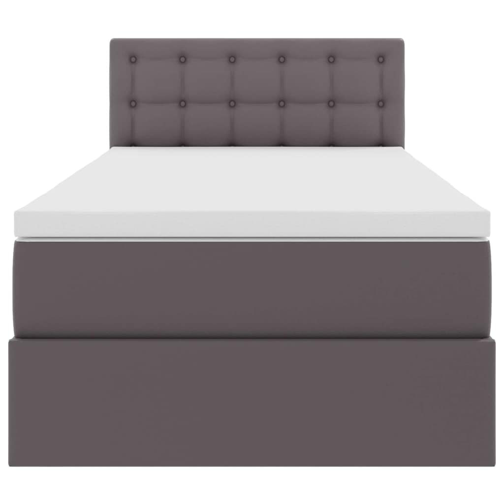 Bett mit Stauraum und LED Grau 100 x 200 cm Kunstleder