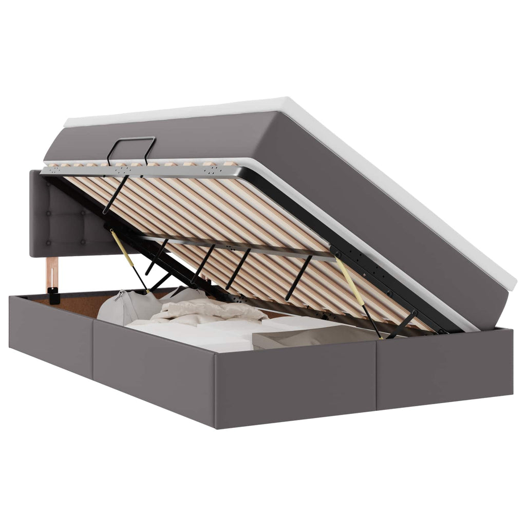 Bett mit Stauraum und LED Grau 120 x 190 cm Kunstleder