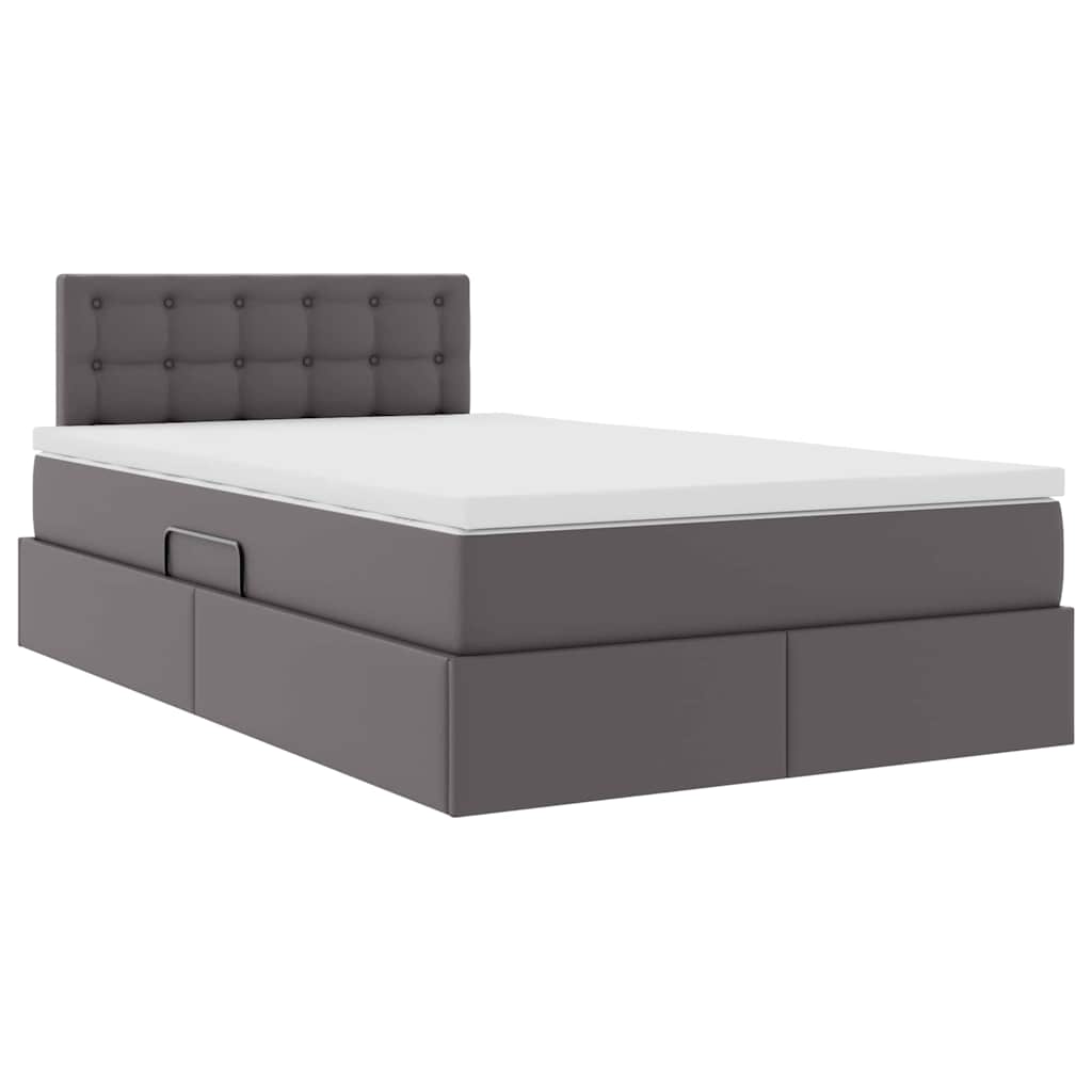 Bett mit Stauraum und LED Grau 120 x 200 cm Kunstleder