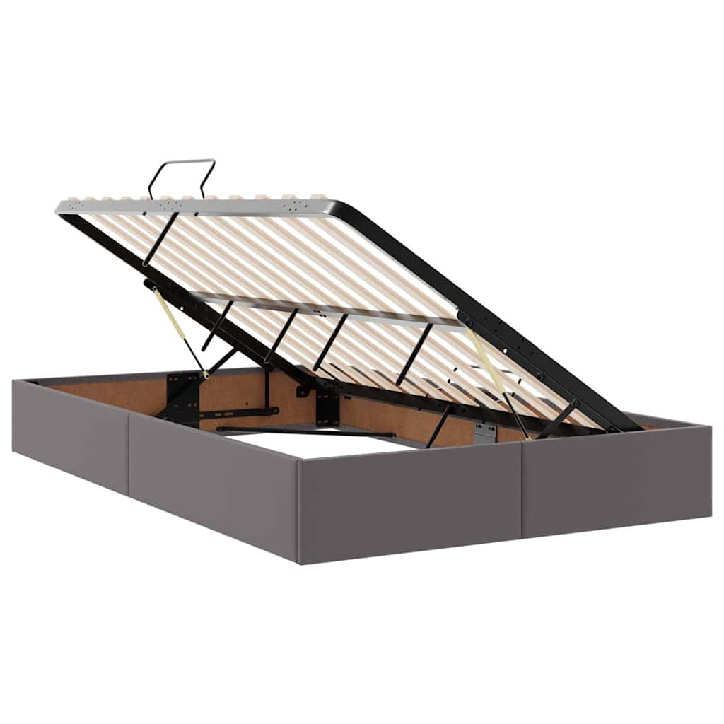 Bett mit Stauraum und LED Grau 120 x 200 cm Kunstleder