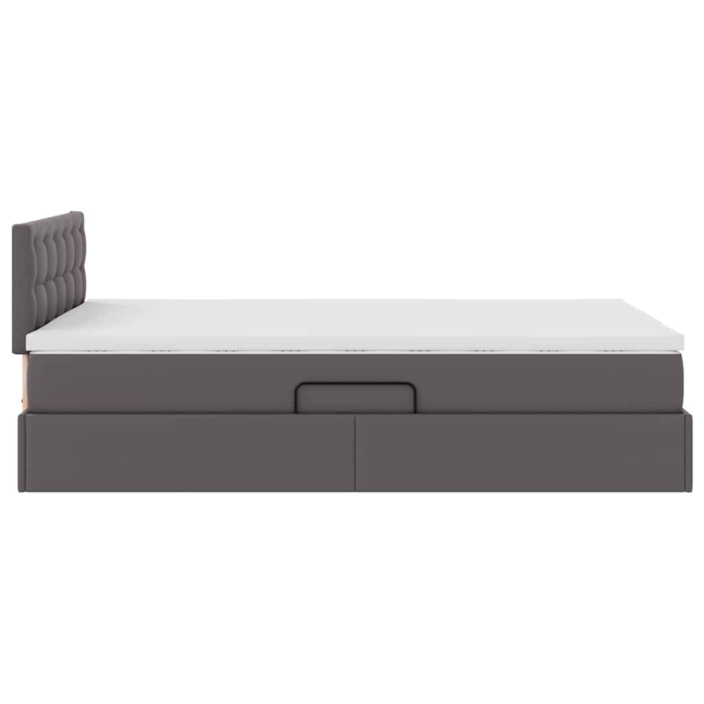 Bett mit Stauraum und LED Grau 120 x 200 cm Kunstleder