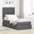 Aufbewahrungsbett mit Matratze Dunkelgrau 90 x 190 cm Stoff
