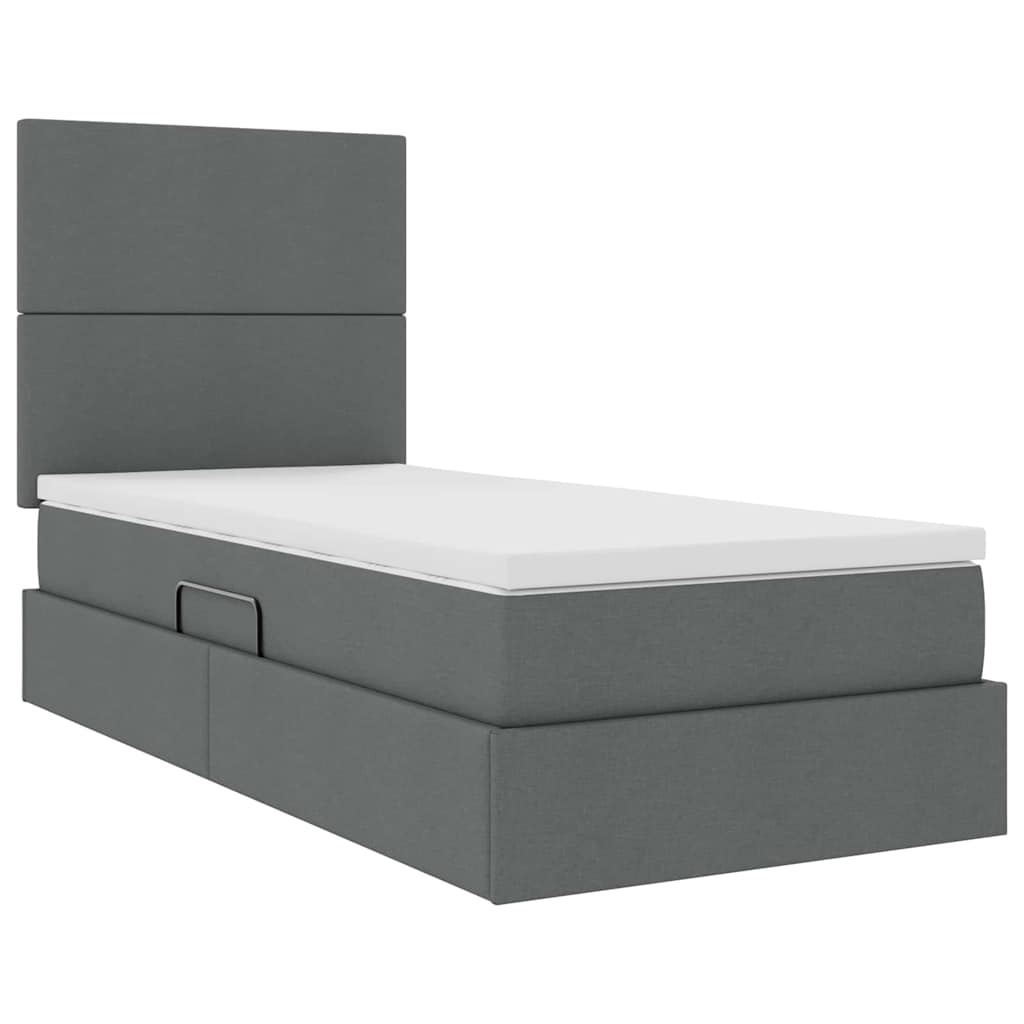 Aufbewahrungsbett mit Matratze Dunkelgrau 90 x 190 cm Stoff