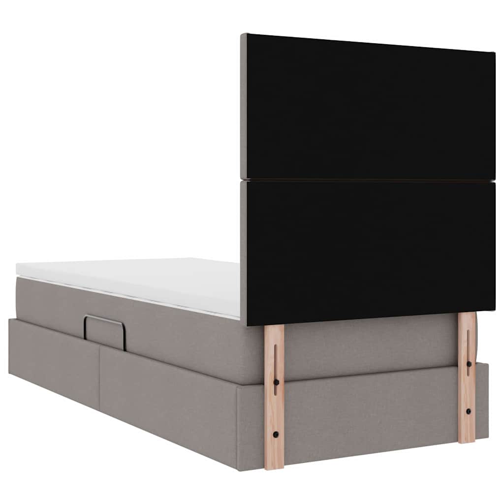 Aufbewahrungsbett mit Matratze Taupe 90 x 190 cm Stoff