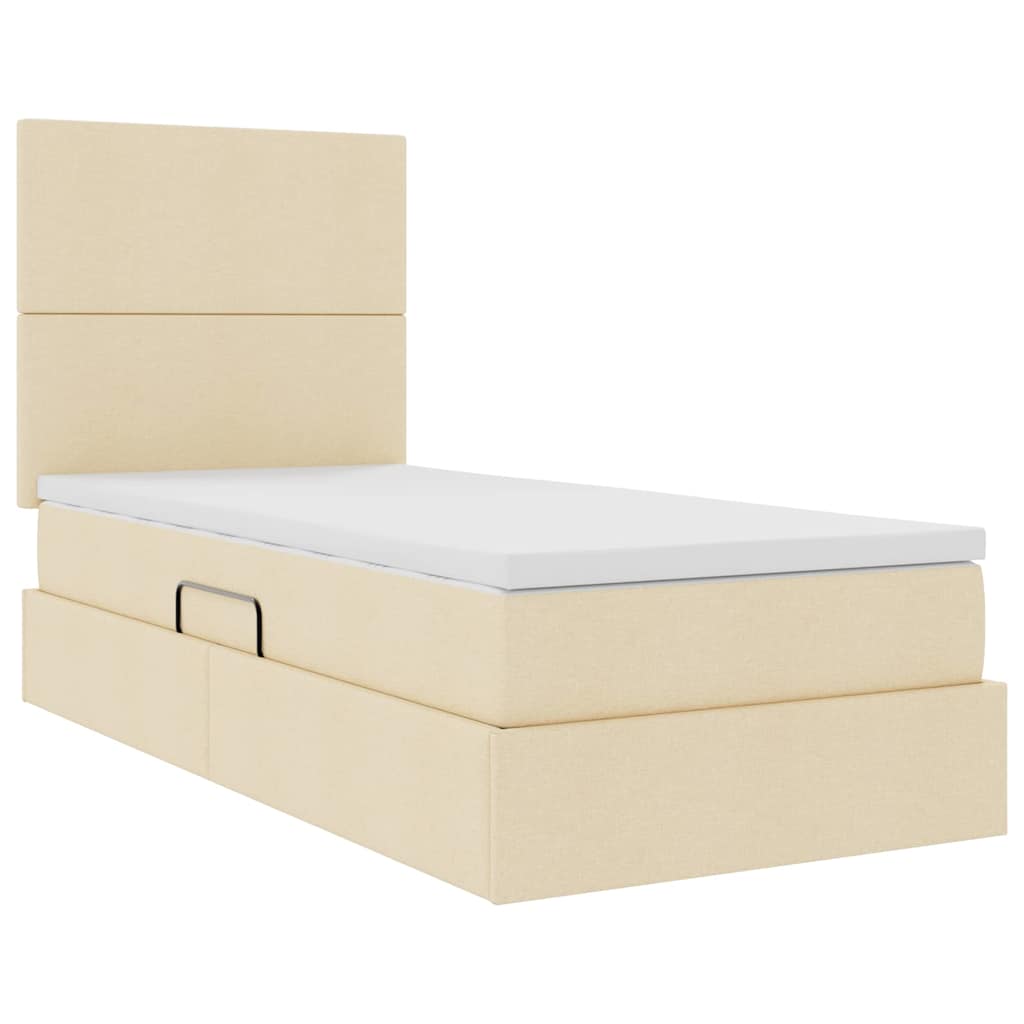 Aufbewahrungsbett mit Matratze Creme 90 x 190 cm Stoff