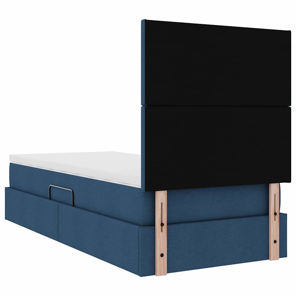 Aufbewahrungsbett mit Matratze Blau 90 x 200 cm Stoff
