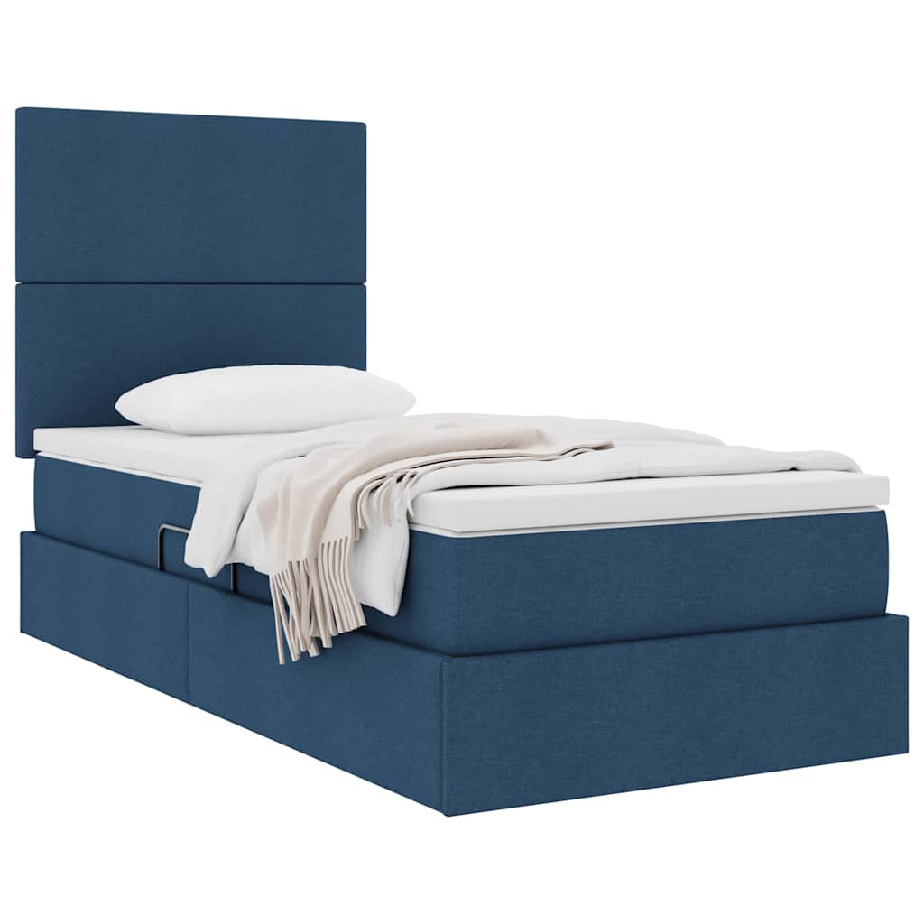 Aufbewahrungsbett mit Matratze Blau 90 x 200 cm Stoff