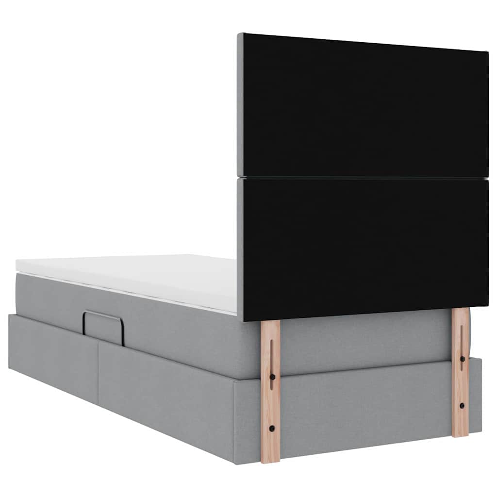 Aufbewahrungsbett mit Matratze Hellgrau 100 x 200 cm Stoff