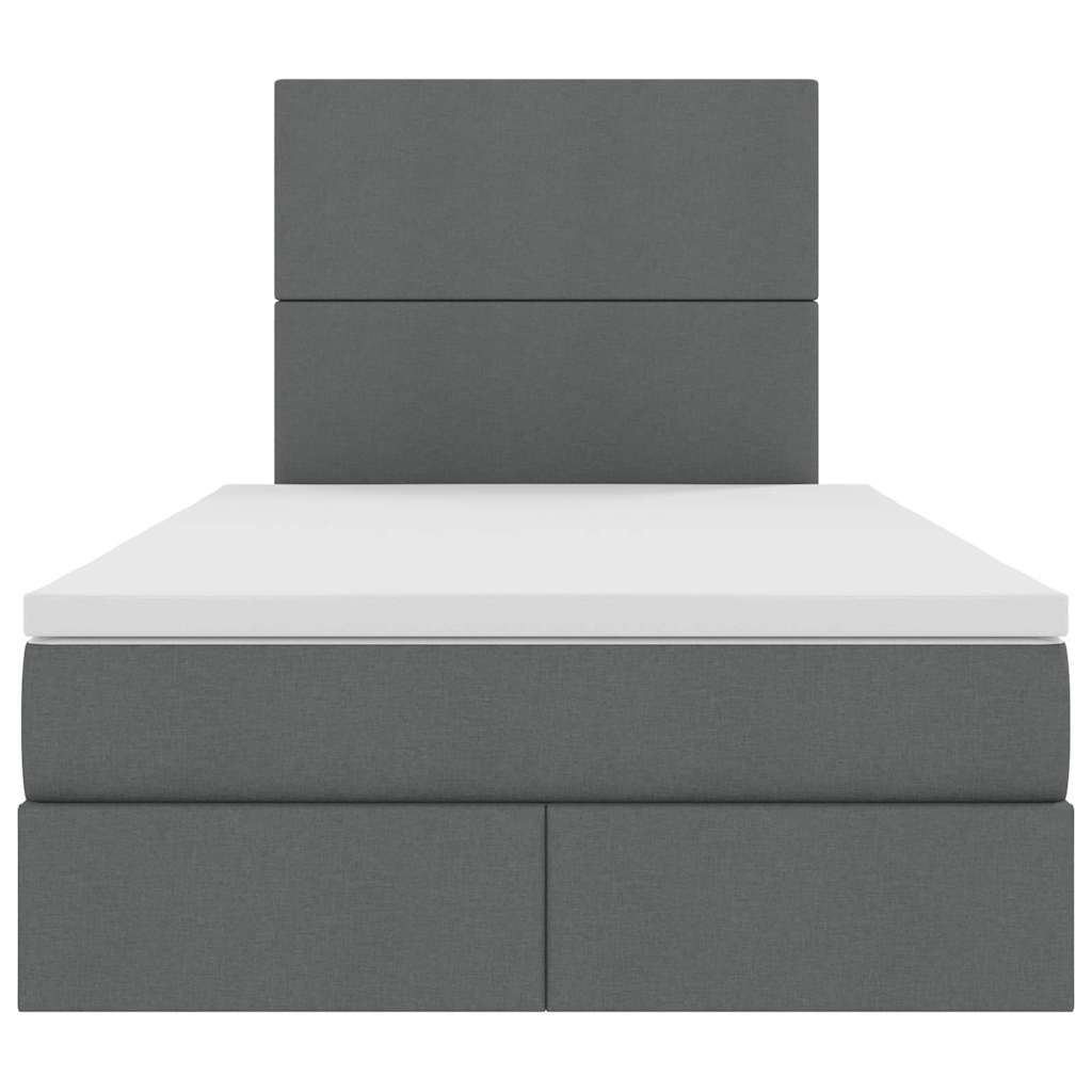 Aufbewahrungsbett mit Matratze Dunkelgrau 120 x 200 cm Stoff