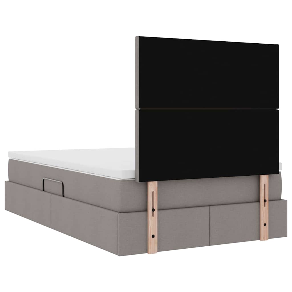 Aufbewahrungsbett mit Matratze Taupe 120 x 200 cm Stoff