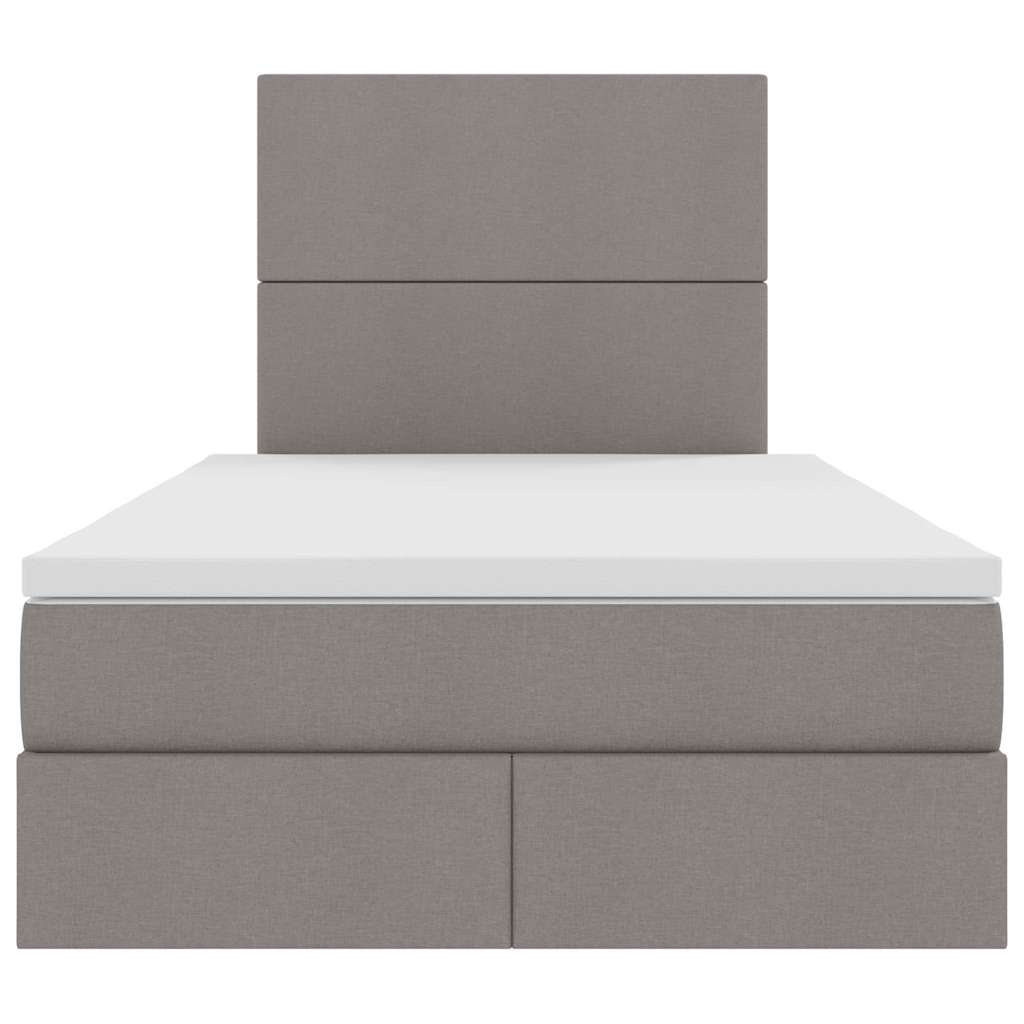 Aufbewahrungsbett mit Matratze Taupe 120 x 200 cm Stoff