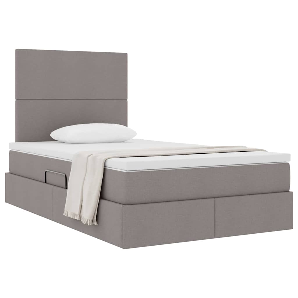 Aufbewahrungsbett mit Matratze Taupe 120 x 200 cm Stoff
