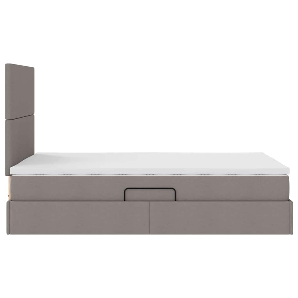 Aufbewahrungsbett mit Matratze Taupe 120 x 200 cm Stoff