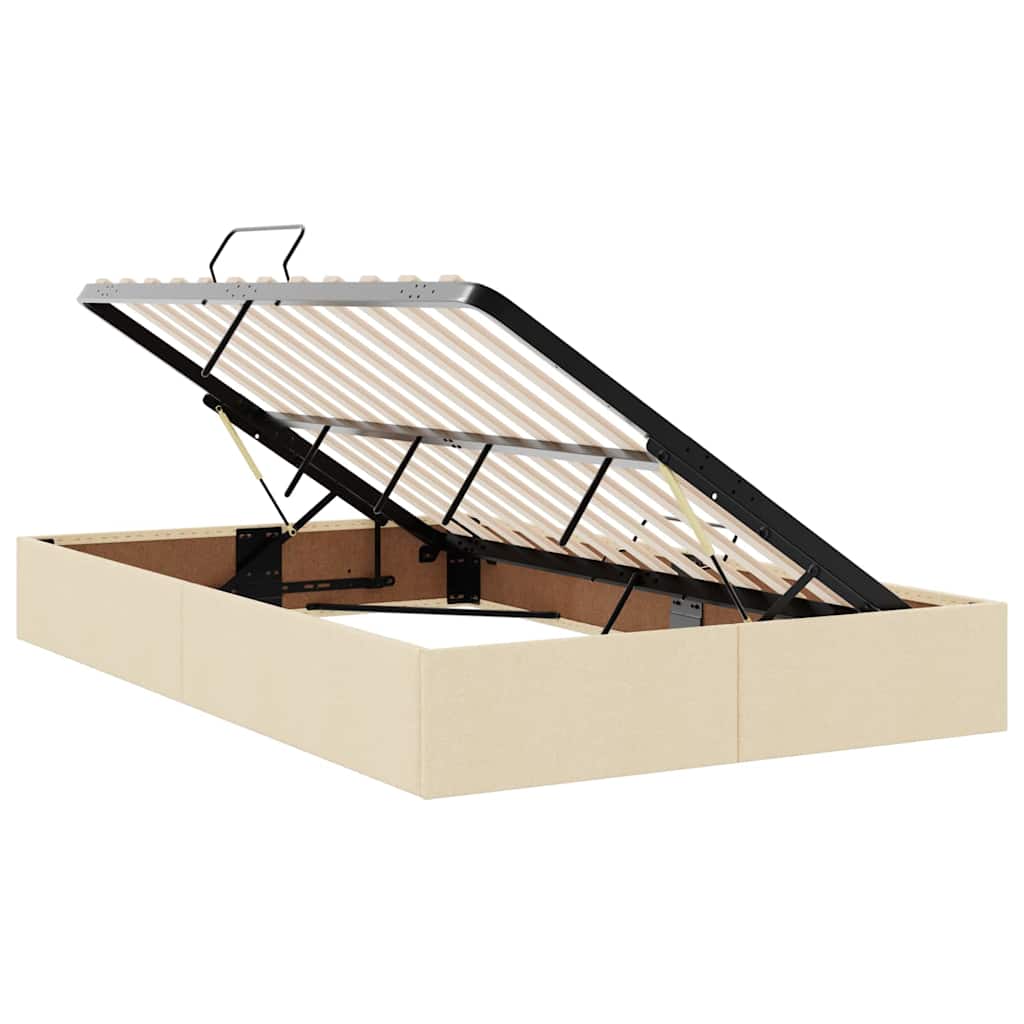 Aufbewahrungsbett mit Matratze Creme 120 x 200 cm Stoff
