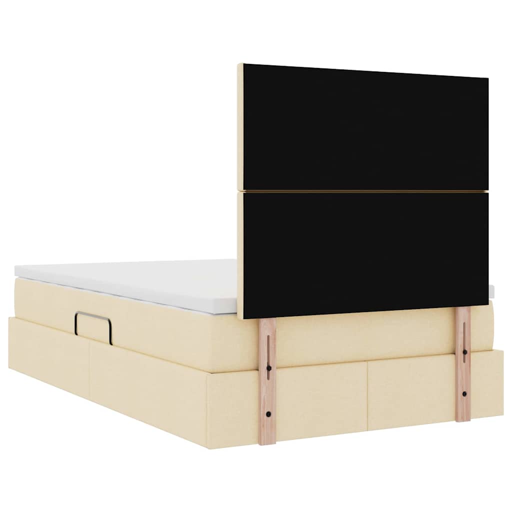 Aufbewahrungsbett mit Matratze Creme 120 x 200 cm Stoff