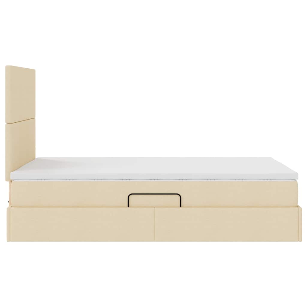 Aufbewahrungsbett mit Matratze Creme 120 x 200 cm Stoff
