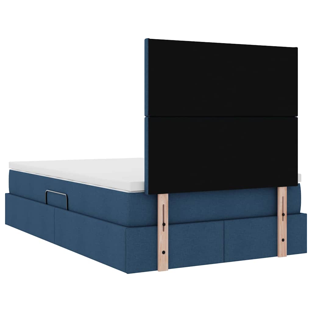 Aufbewahrungsbett mit Matratze Blau 120 x 200 cm Stoff