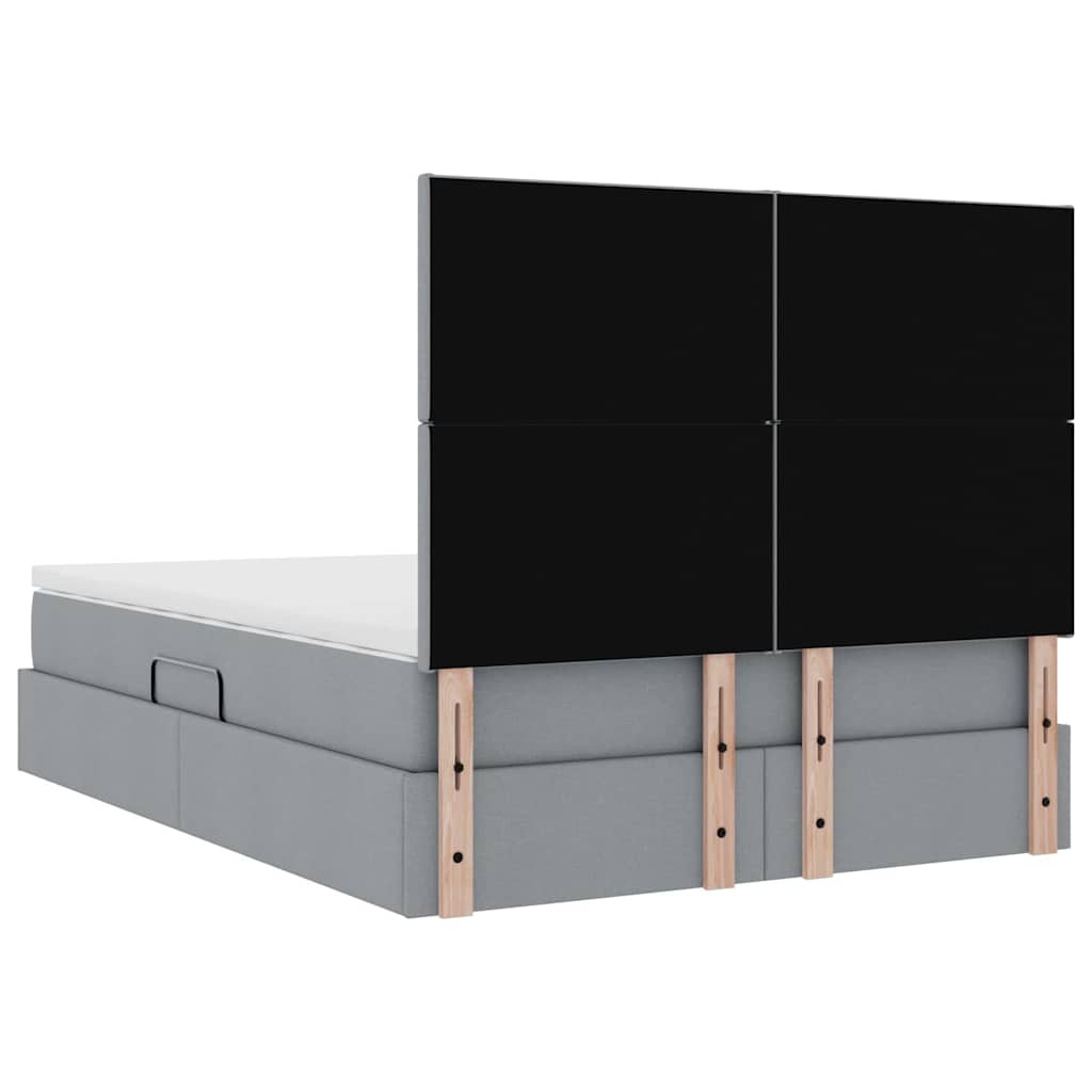 Aufbewahrungsbett mit Matratze Hellgrau 140 x 190 cm Stoff
