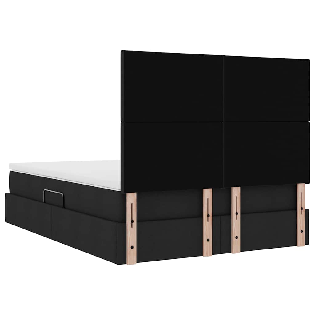 Aufbewahrungsbett mit Matratze Schwarz 140 x 190 cm Stoff