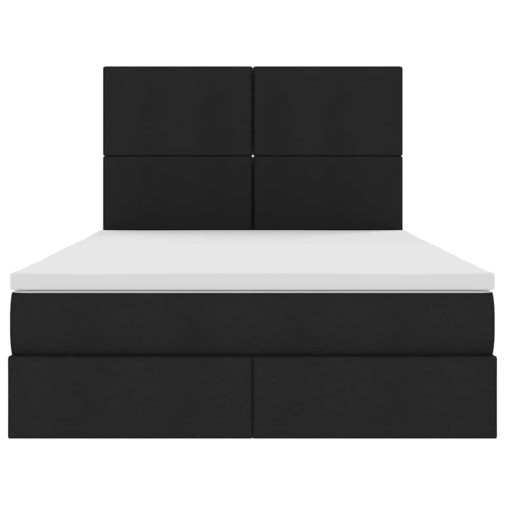 Aufbewahrungsbett mit Matratze Schwarz 140 x 190 cm Stoff