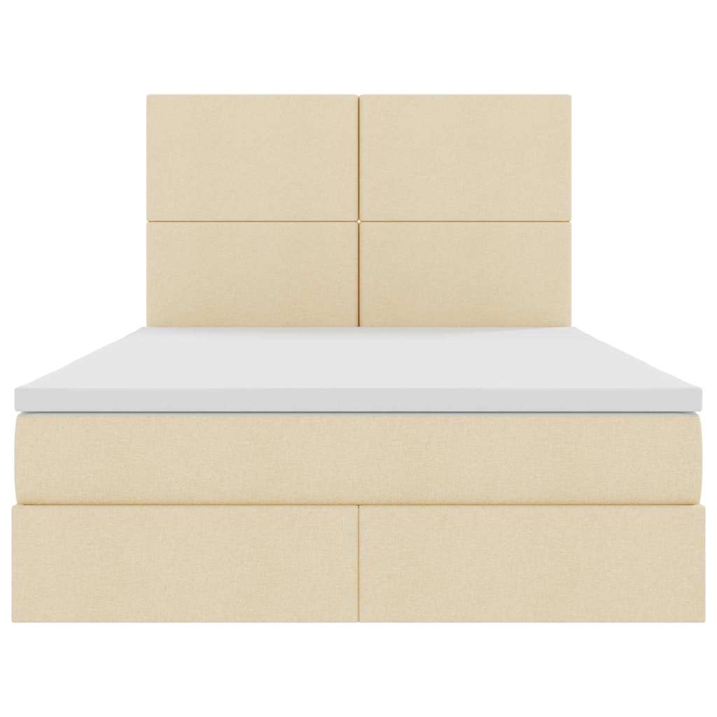 Aufbewahrungsbett mit Matratze Creme 140 x 190 cm Stoff