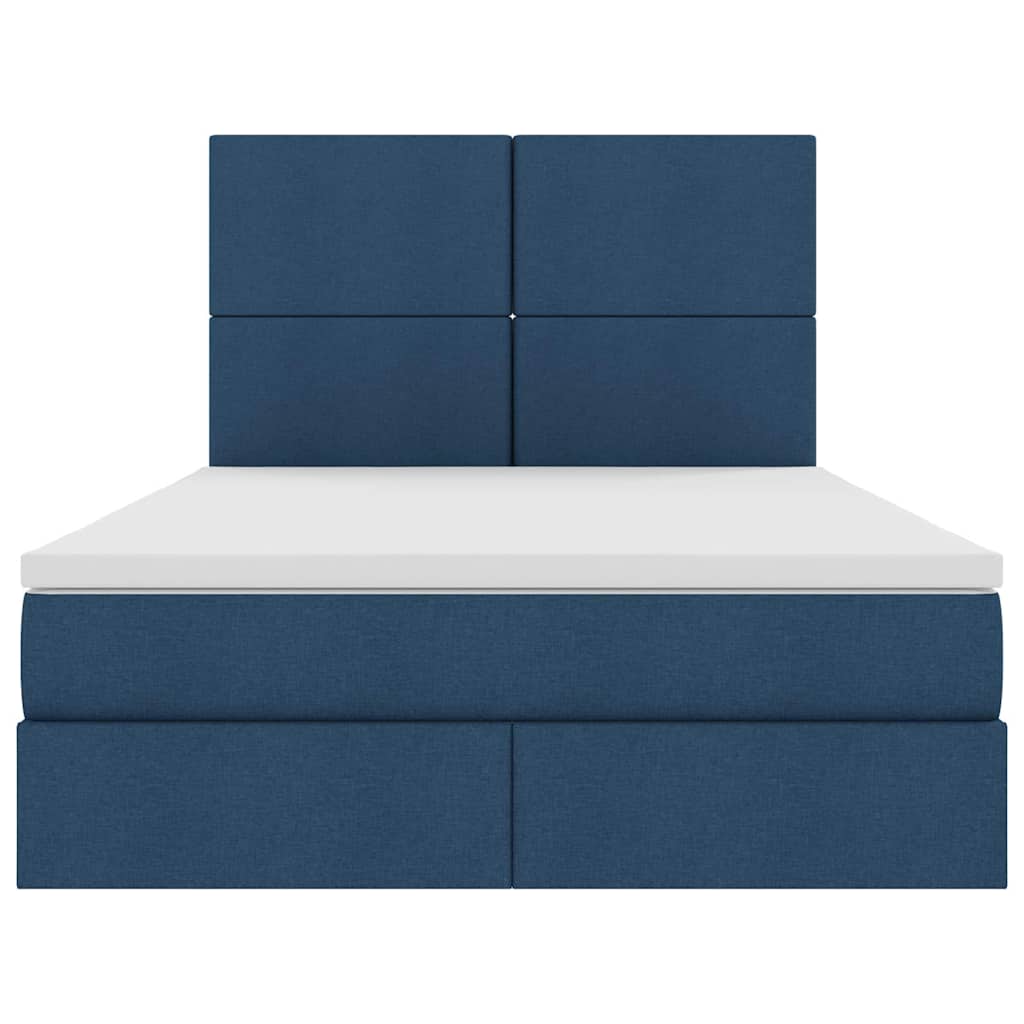 Aufbewahrungsbett mit Matratze Blau 140 x 190 cm Stoff