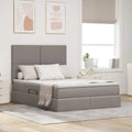 Aufbewahrungsbett mit Matratze Taupe 140 x 200 cm Stoff