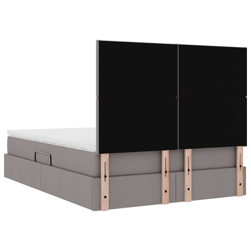 Aufbewahrungsbett mit Matratze Taupe 140 x 200 cm Stoff