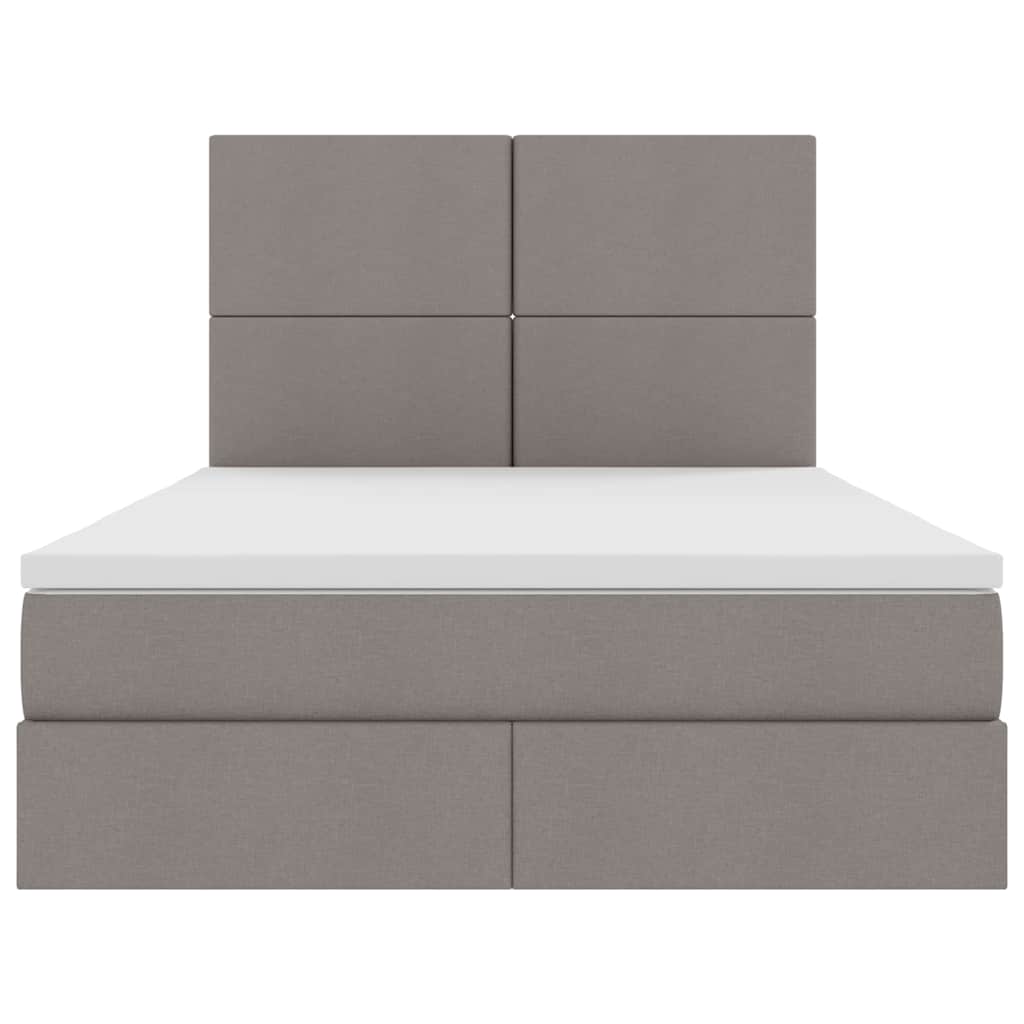 Aufbewahrungsbett mit Matratze Taupe 140 x 200 cm Stoff