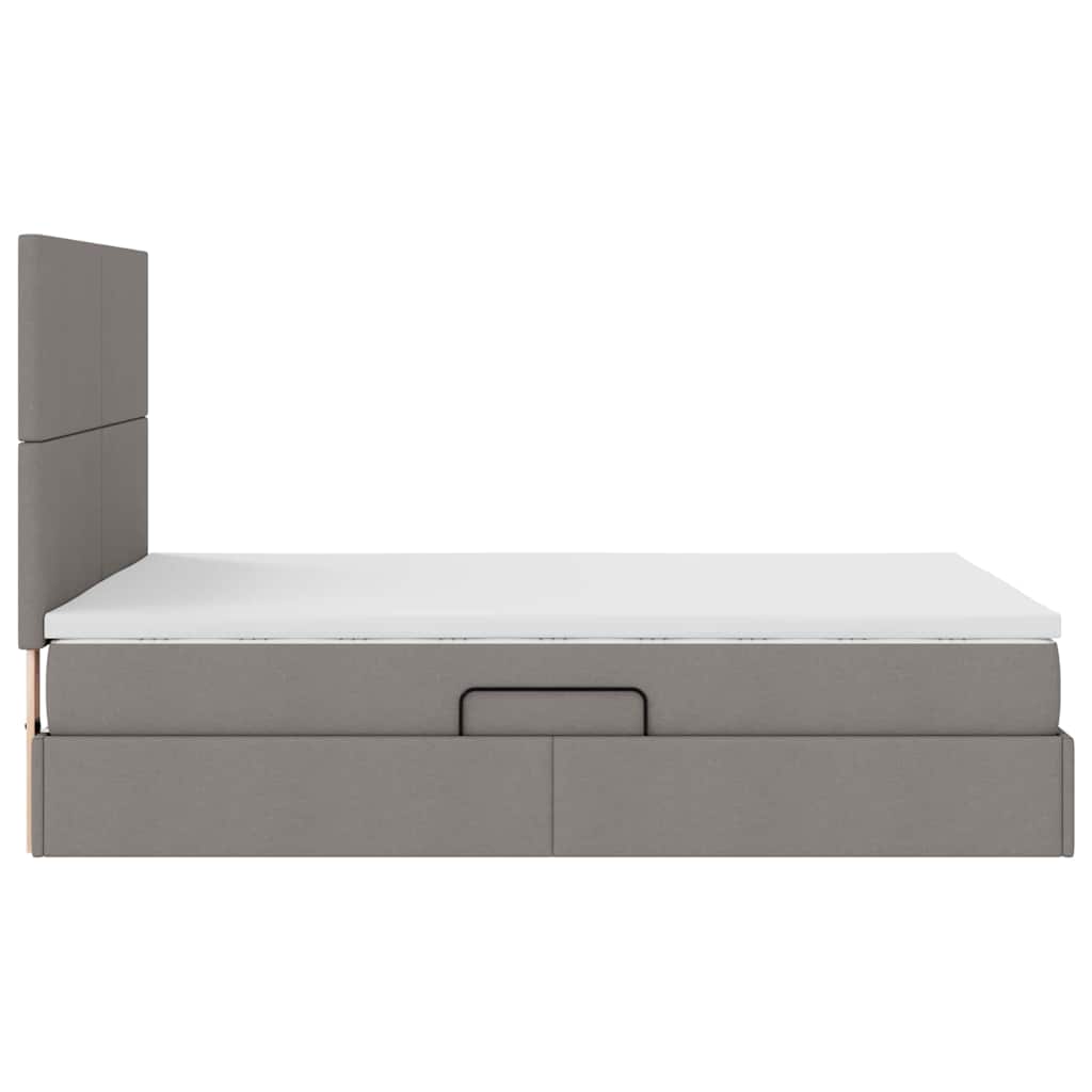 Aufbewahrungsbett mit Matratze Taupe 140 x 200 cm Stoff