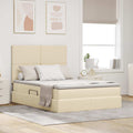 Aufbewahrungsbett mit Matratze Creme 140 x 200 cm Stoff