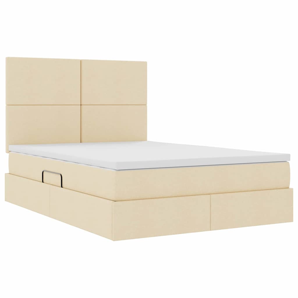 Aufbewahrungsbett mit Matratze Creme 140 x 200 cm Stoff